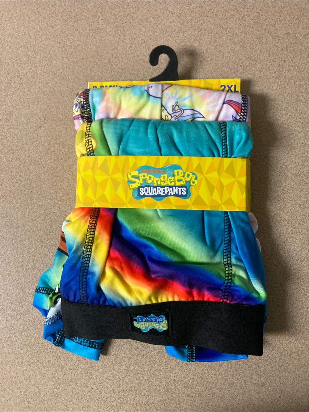 SpongeBob SquarePants Rainbow Tie-Dye Swim Shorts with Black Trim